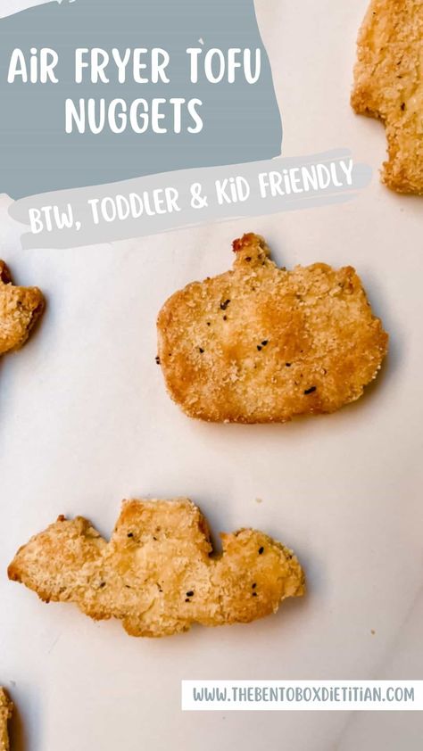 These air fryer tofu nuggets are crispy, easy to make, baby led weaning, toddler and kid friendly. They are also a great source of protein! Tofu Recipes For Baby, Tofu For Toddlers, Tofu For Babies, Air Fryer Tofu, Weaning Toddler, Tofu Nuggets, Tofu Recipes Easy, Egg Tofu, Baby Meals