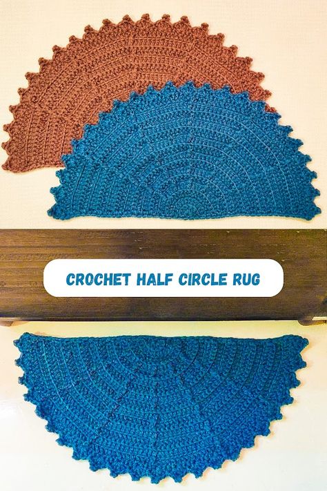 Crochet Half Circle, Half Circle Rug, Easy Crochet Rug Patterns, Easy Crochet Rug, Crochet Rug Patterns Free, Textured Crochet, Crochet Mat, Crafts Diy Projects, Back Post Double Crochet