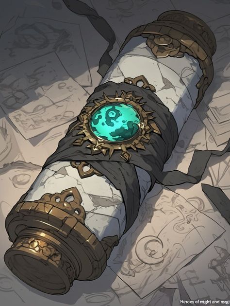 Spell Scroll (Item) —day 5 Spell Scroll Art, Magic Item Art, D&d Aesthetic, Item Rpg, Magic Scroll, Spell Scroll, Magic Concept, Rpg Items, Dnd Magic