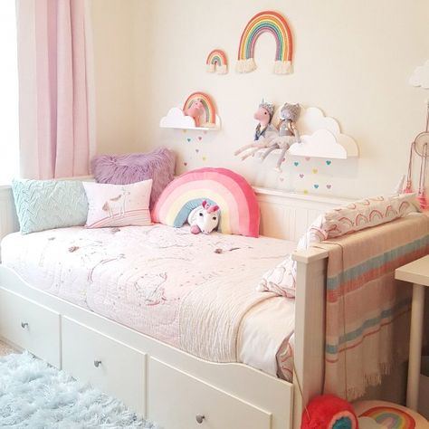 Rainbow Unicorn Kids' Comforter Set | Pottery Barn Kids #kidsbedroom Sister Bedroom, Unicorn Quilt, Unicorn Store, Rainbow Bedroom, Unicorn Bedroom, Fantasy Bedroom, Graduation Candy, Big Girl Bedrooms, Toddler Girl Room