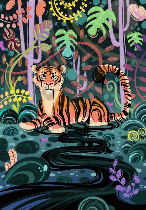 "jungle" by Clara Delbrel Rae Ritchie, Wildlife Illustration, Barn Party, Jungle Illustration, Jungle Art, Party Inspo, Cats Art, In The Jungle, Art Et Illustration