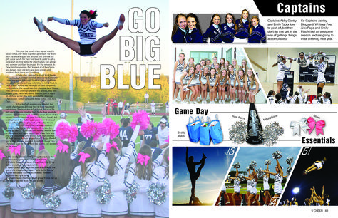 All Saints' Episcopal School / Sports / Varsity Cheer spread Cheer Spreads Yearbook, Cheerleading Yearbook Page, Yearbook Cheer Spreads, Spring Yearbook Spreads, Cheer Headlines For Yearbook, Senior Sunrise Yearbook Spread, Yearbook Pages Layout, Pep Rally Yearbook Spread, Softball Yearbook Spread