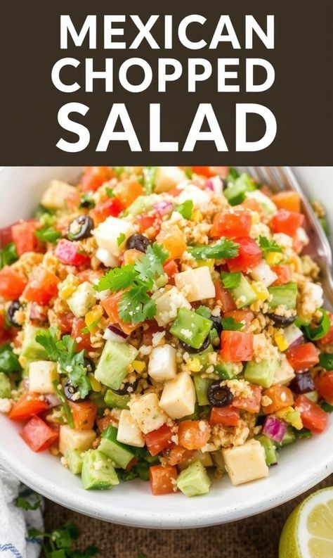 Mexican Chopped Salad Recipe Easy Mexican Salad, Maggianos Chopped Salad, Fruit Chicken, Nacho Salad, Southwestern Chopped Salad, Mexican Vegetables, Mexican Chopped Salad, Lettuce Salads, Fiesta Salad