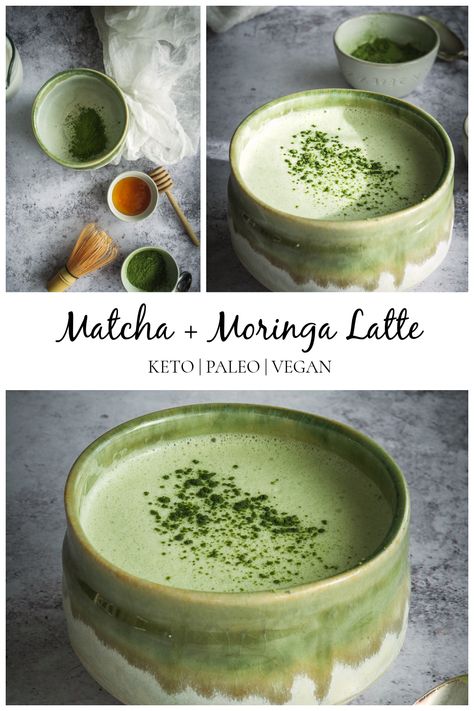 Moringa Latte, Smoothie With Avocado, Vegan Latte, Spirulina Smoothie, Tea Inspiration, Matcha Latte Recipe, Moon Milk, Matcha Recipes, Moringa Powder