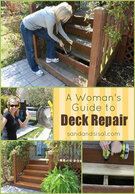 A Woman's Guide to Deck Repair - c4a.bc9.myftpupload.com Easy Deck, Deck Repair, Gardening Books, Diy Deck, Diy Home Repair, Building A Deck, Home Repairs, Deck Design, Diy Home Improvement