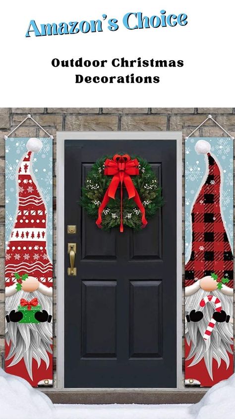 Gnome Door Decoration, Home Front Door, Christmas Window Stickers, Gnome Door, Xmas 2024, Christmas Front Doors, Xmas Trees, House Front Door, Gnomes Crafts