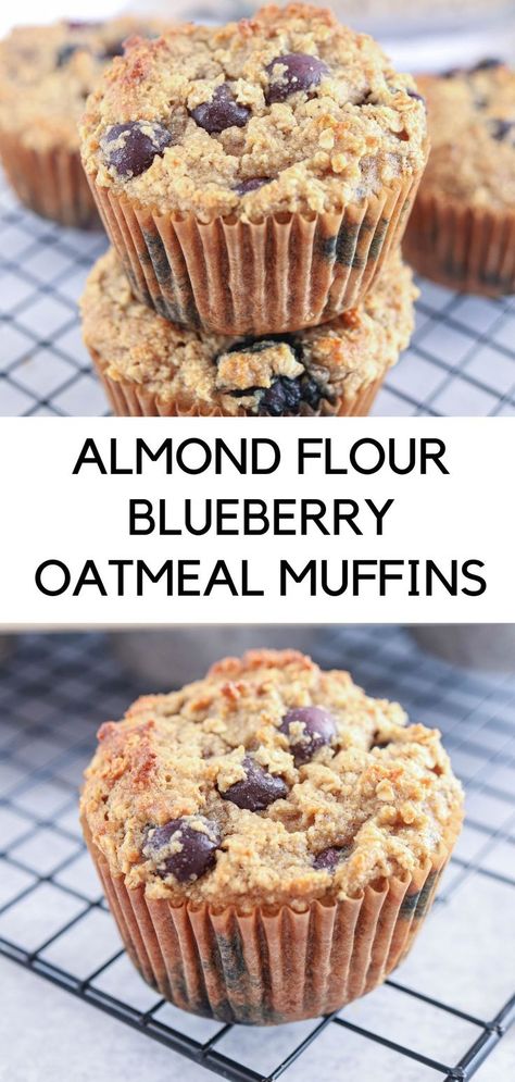 blueberry muffins with almond flour and oatmeal Oat Flour Blueberry Muffins, Hobby Baking, Oat Muffins Healthy, Sugar Free Blueberry Muffins, Oatmeal Blueberry Muffins Healthy, Banana Blueberry Oatmeal Muffins, Banana Oatmeal Muffins Healthy, Almond Flour Blueberry Muffins, Blueberry Oat Muffins