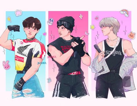 Skz Changbin Drawing, Skz Fanart Bangchan, Kpop Fanart Enhypen, Kpop Fanart Skz, Fan Art Skz, 3racha Fanart, Changbin Drawing, Skz Family Fanart, Types Of Aesthetics Styles