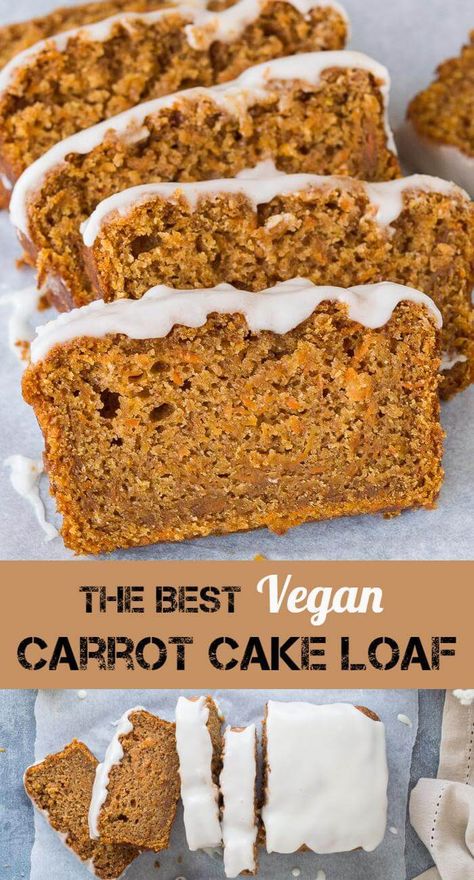 Vegan carrot cake loaf - this is the best vegan carrot cake! Easy to make, moist, sweet and spicy with a zingy lemon glaze; this loaf cake is perfect for snacking on. #vegan #veganbaking #vegancake #vegancarrotcake #loafcake #snackcake #carrotcake #eggless #dairyfree #eggfree Carrot Cake Easy, Best Vegan Carrot Cake, Carrot Cake Loaf, Vegan Carrot Cake, Cake Loaf, Vegan Carrot Cakes, Vegan Cake Recipes, Desserts Vegan, Apple Bread