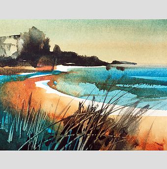 About | Joe Cibere Watercolor Art Landscape Painting Watercolor, Loose Watercolor Paintings, Watercolor Art Landscape, Abstract Watercolor Landscape, Watercolour Landscape, Watercolor Water, Minimalist Watercolor, Contemporary Watercolor, Watercolor Ocean