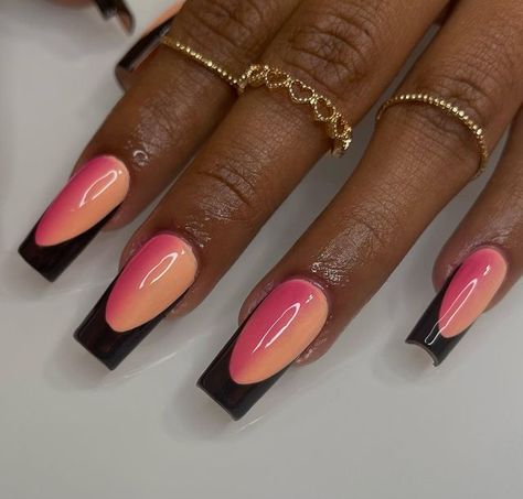 GEL-X NAILS (LICENSED) on Instagram: "these were fun to do 🖤🍑 client brought inspo • • #nails #nailart #nailtech #nailsmiami #miami #gelx #gelxset #gelxnails #nailinspo #trendynails #trendynailsdesigns #miaminails #springnails #summernails #apresgelx" Miami Vice Nails, Miami Nails Summer, Nail License, Miami Nails, Miami Vice, Nails Summer, Fabulous Nails, Mani Pedi, Cute Acrylic Nails