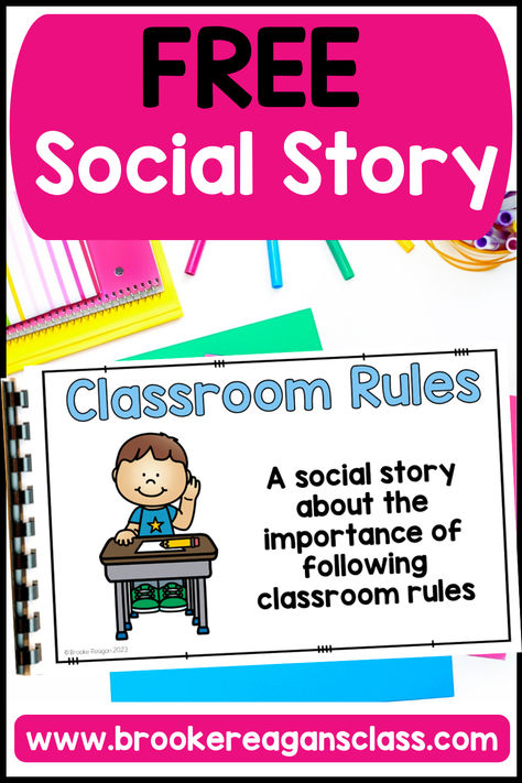 Visual Classroom Rules, Preschool Social Stories Free, Hands To Self Social Story Free, Social Story Template Free Printables, Social Stories For Preschoolers Free Printable, Social Stories Free Printables, Free Social Emotional Printables, Social Stories For Preschoolers, Preschool Classroom Rules Printable Free