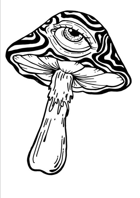 Mushrooms Trippy, Tattoo Art Design, Tattoo Homme, Image Drawing, Trippy Mushroom, Men's Small Tattoo, Mushroom Tattoos, Mushroom Drawing, Flash Tattoo Designs