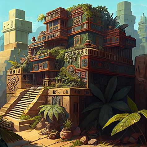 Aztec Landscape, Aztec City, Inca Architecture, Aztec Architecture, Mesoamerican Architecture, Aztec Temple, Mayan Architecture, Mayan Cities, Apocalypse Art