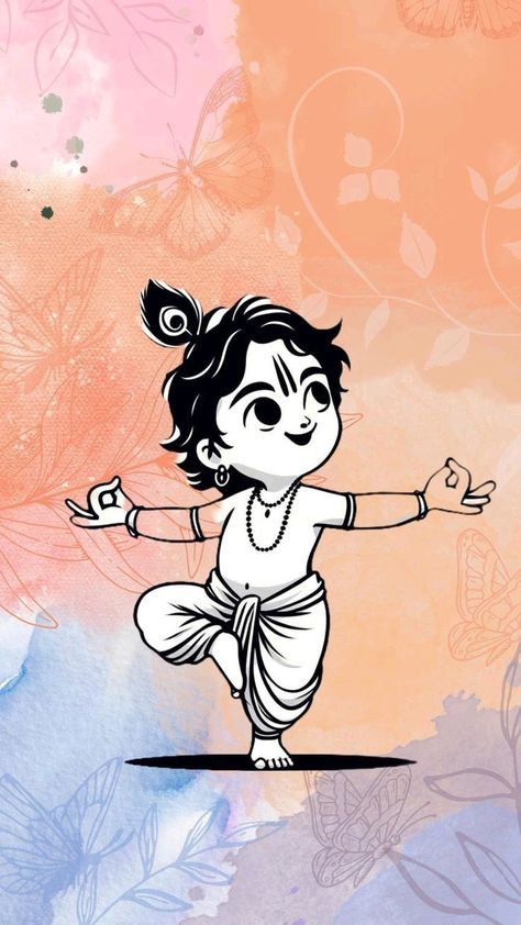 Sri Krishna Janmashtami Images, Sree Krishna Drawing, Cute Krishna Wallpapers, Cute Krishna Painting, Cute Krishna Drawing, Janmashtami 2024, Bhagwan Images, Cartoons Krishna, Sree Krishna