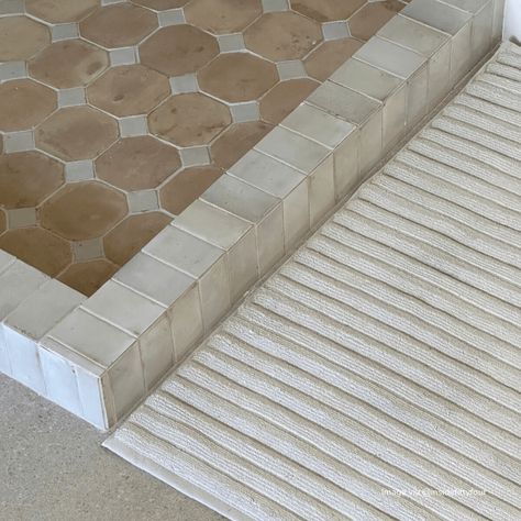 Checked Floor Tiles, Zellige Tiles Bathroom, Creamy White Bathroom, Small Tiled Bathroom, Cream And White Bathroom, Claybrook Tiles, Mosaic Bathroom Floor, Textured Tiles, Room Wall Tiles