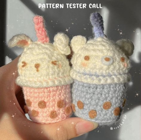 Boba Crochet, Boba Bear, Bear And Rabbit, Cream Bun, Easy Crochet Animals, Instagram Status, Crocheting Ideas, Crochet Inspo, Sweet Delights