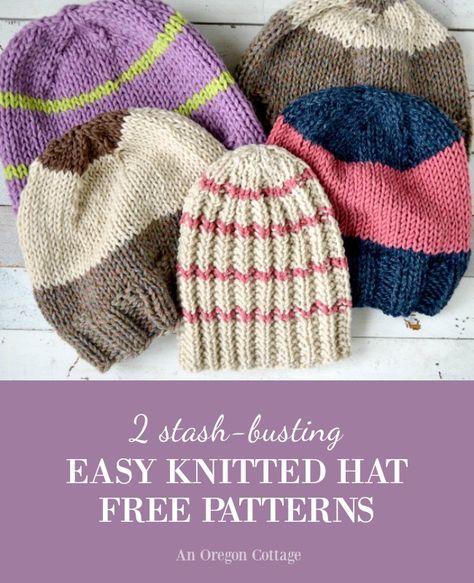 With basic skills and these easy free knitted hat patterns, you can use up your leftover skeins of yarn and create one-of-a-kind knitted hats. Free Knitted Hat Patterns, Knitted Hat Patterns, Printable Gift Labels, Easy Knit Hat, Beanie Knitting Patterns Free, Knitting For Charity, Hat Patterns Free, Knitting Patterns Free Hats, Gifts For The Home