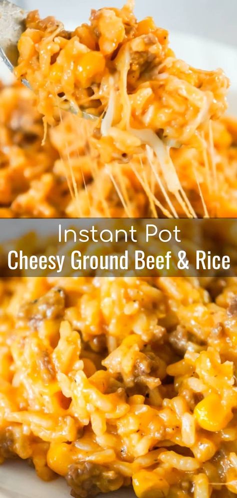 Cheesy Ground Beef And Rice, Bbq Favorites, Cheesy Ground Beef, Instant Pot Rice, Ground Beef And Rice, Ground Beef Rice, Beef Rice, Diner Recept, Diner Recipes