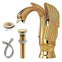 Swan Faucet, Gold Bathroom Faucet, Bathroom Faucets Waterfall, Vessel Sink Faucet, Single Handle Bathroom Faucet, Single Hole Bathroom Faucet, Vessel Sink Bathroom, Gold Bathroom, Basin Mixer Taps