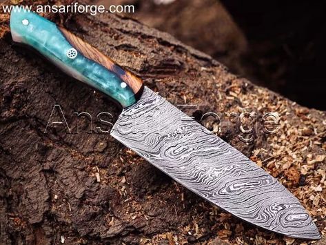 Damascus steel kitchen knife - buy from our website; www.ansariforge. com Professional Chef Knife Set, Cooking Knife, Kitchen Knives Handmade, Handmade Chef Knife, Best Chefs Knife, Damascus Kitchen Knives, Best Kitchen Knives, Damascus Chef Knives, Knife Gifts