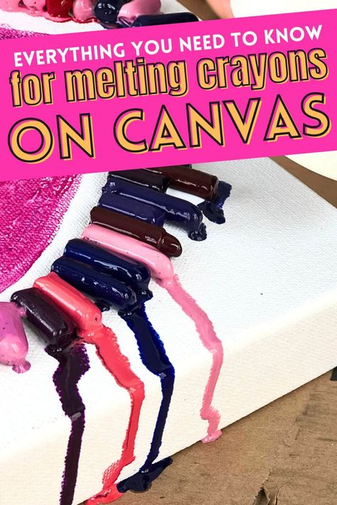 Use this DIY craft tutorial to make fun melted crayon heart art canvas. This fun craft idea is perfect for preteens and teenagers looking for a creative and cool DIY to try. Melting Crayons On Canvas, How To Melt Crayons, Crayon Melt Art, Melted Crayon Art Ideas, Crayon Melting Art, Crayon Art Ideas, Crayon Canvas Art, Melted Crayon Canvas, Melt Crayons