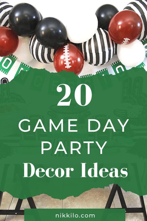 Football Food Display Ideas, Tailgate Party Decorations Ideas, Game Day Decorations Football, Game Day Party Ideas, Work Tailgate Party Ideas, Football Themed Bridal Shower Ideas, Game Day Table Decor, Indoor Tailgate Party Decorations, Tailgate Party Decorations Diy