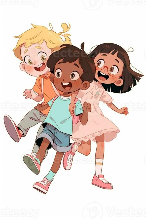 cartoon of three children playing together with each other. generative ai. Children Playing Drawing, Kids Playing Illustration, Children Playing Illustration, Illustration Art Style, Kids Character Design, Character To Draw, Education Illustration, Picture Book Illustration, Portrait Studies