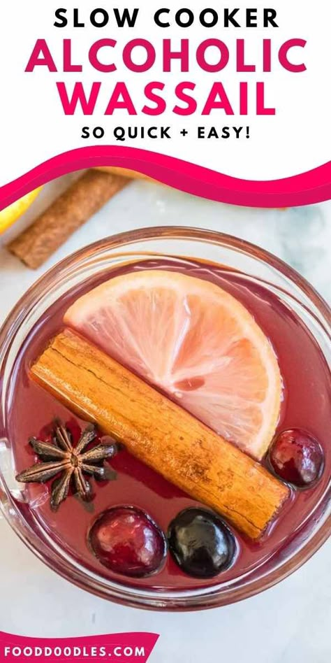 Alcoholic Wassail Recipe (Slow Cooker or Stovetop) Witches Desserts, Best Wassail Recipe, Hot Wassail Recipe, Wassail Recipe Crockpot, Traditional Wassail Recipe, Wassil Recipe, Wassail Recipe, Christmas Drinks Alcohol, Recipe Slow Cooker