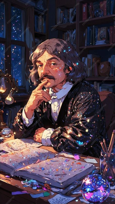 Premium Photo | Rene Descartes in a Study Room at Night A Study Room, Room At Night, Rene Descartes, Philosophers, Study Room, Premium Photo, At Night, Graphic Resources, Philosophy