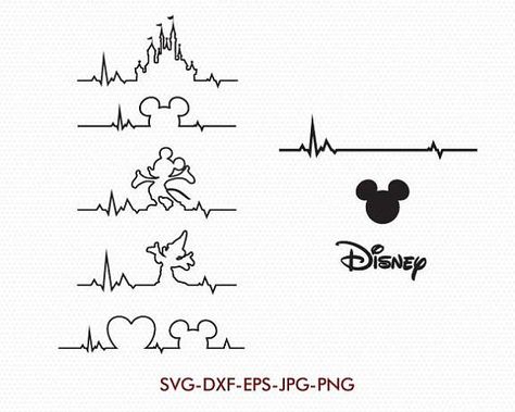 Simple Disney Tattoos, Minimalista Disney, Tiny Disney Tattoo, Matching Disney Tattoos, Pulse Tattoo, Cute Disney Tattoos, Disney Inspired Tattoos, Mickey Tattoo, Mickey Mouse Tattoo