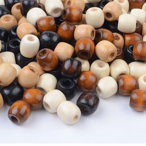 Beads For Hair Braids, Wooden Beads For Hair, African Hair Beads, How To Bead Braids, Wooden Beads Braids, Braids With Brown Beads, Beads For Locs, Wooden Hair Beads, Black Cornrow Hairstyles