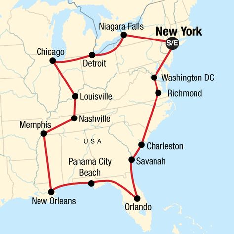 Itinerary - USA Road Trip: Epic East Coast in United States, North America - G Adventures Road Trip Map, Restaurants In Paris, East Coast Road Trip, Rv Road Trip, Road Trip Routes, Usa Road Trip, Us Road Trip, American Road Trip, Road Trip Ideas