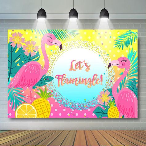 Hawaii Pool Party, Flamingo Backdrop, Hawaii Pool, Flamingo Birthday Invitations, Pineapple Birthday Party, Pool Party Themes, 1st Birthday Girl Decorations, Let's Flamingle, Pineapple Birthday