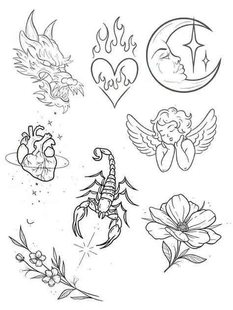 Easy Tattoos, Tattoo Catalog, 10 Tattoo, Petit Tattoo, Stencil Outline, Cool Tattoo Drawings, Yakuza Tattoo, Tattoo Outline Drawing, Simple Tattoo Designs