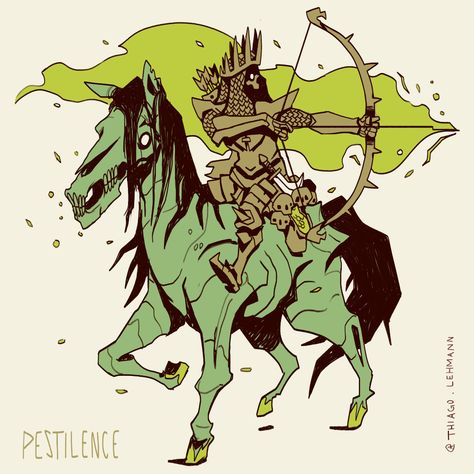 Pestilence Horseman, Thiago Lehmann, 4 Horseman, Horseman Of The Apocalypse, Horsemen Of The Apocalypse, The Apocalypse, Dnd Art, Monster Design, Arte Fantasy