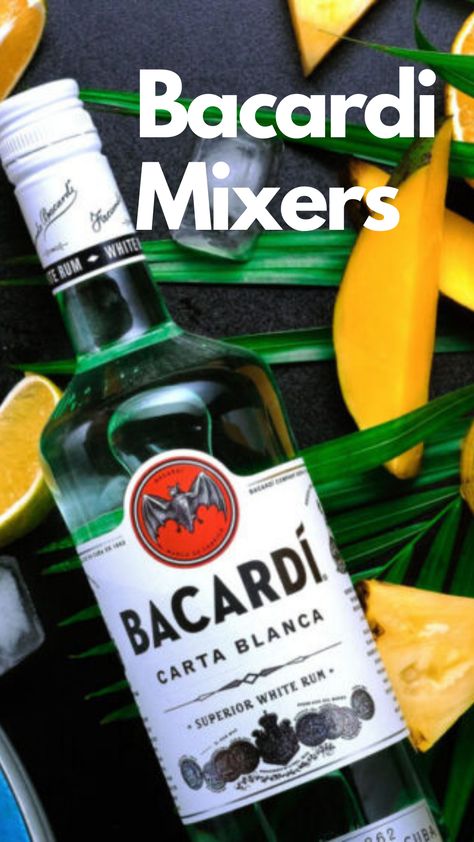 Bacardi Mixers Bacardi Drinks Recipes, Drinks With Bacardi, Bacardi Rum Drinks, Bacardi Drinks, Bacardi White Rum, Bacardi Cocktail, Best Mixed Drinks, Mixer Recipes, Rum Recipes