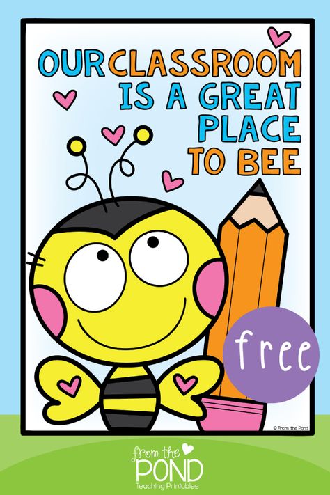 Safari Theme Classroom, Kindergarten Art Crafts, Classroom Posters Free, Bee Themed Classroom, Bee Classroom, Teaching Printables, Teacher Classroom Decorations, Class Poster, Clever Classroom