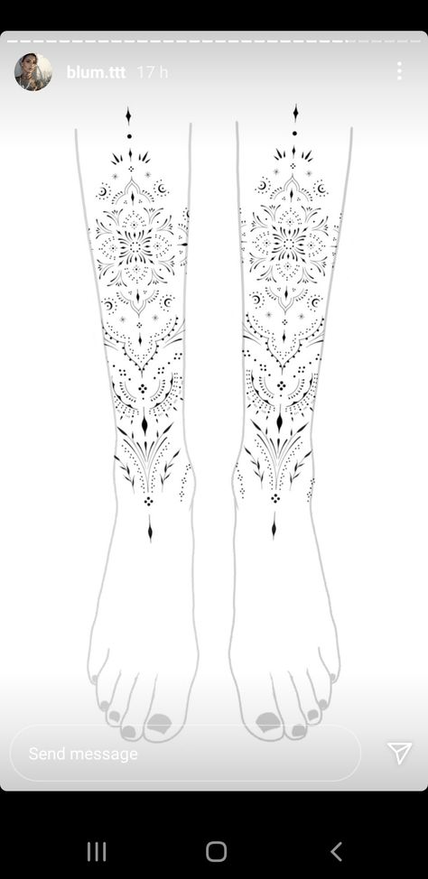 Ankle Tattoo Template, Mandala Ankle Tattoo Design, Mandala Shin Tattoo Design, Ornamental Shin Tattoos For Women, Ornamental Shin Tattoo, Shin Tattoos For Women Ideas, Ornamental Tattoo Leg, Ornamental Leg Sleeve, Fine Line Ornamental Tattoo