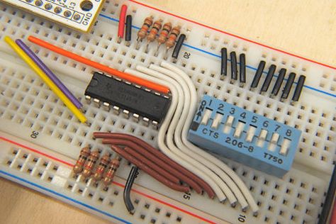 circuit design - The art of using breadboard - Electrical Engineering Stack Exchange Simple Circuit, Hobby Electronics, Electronics Basics, Raspberry Pi Projects, Pi Projects, Electronic Circuit, Electrical Projects, Electronics Projects Diy, Arduino Projects