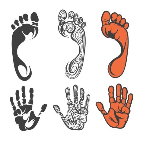 Hand Print Tattoos, Human Icon, Graffiti Lettering Fonts, Hand Prints, Foot Print, Vector Drawing, Silhouette Art, Graffiti Lettering, Seamless Pattern Vector