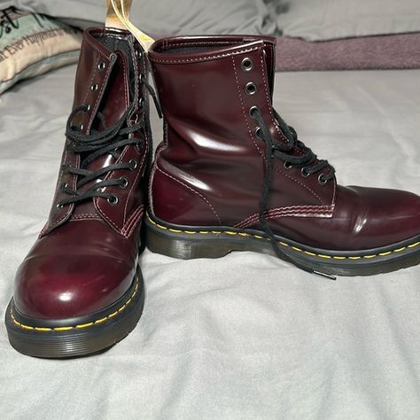 Burgundy Doc Martens, very good condition. Burgundy Doc Martens, Dr Martens Shoes, Martens Shoes, Doc Martens, Dr. Martens, Conditioner, Boots, Closet, Fashion Tips