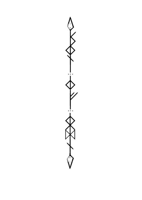 Long Arm Tattoo Men, Runes Spine Tattoo, Pagan Face Tattoo, Nordic Arrow Tattoo, Norse Spine Tattoo, Bind Runes Symbols And Meanings, Nordic Symbols Tattoo, Viking Arrow Tattoo, Nordic Runes Tattoo