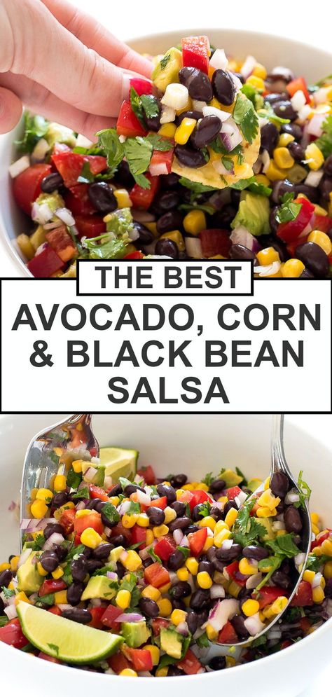 Corn Black Bean Salsa, Bean Corn Salsa, Bean Salsa Recipe, Black Bean And Corn Salsa, Corn Black Bean, Corn Bean Salsa, Black Bean Corn Salsa, Corn Salsa Recipe, Black Bean And Corn