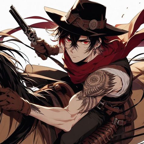 Anime Gunslinger, Cowboy Character Design Male, Western Gunslinger Art, Cowboy Character Design, Male Character Design, Male Character, Character Profile, Dungeons And Dragons Homebrew, Character Design Male