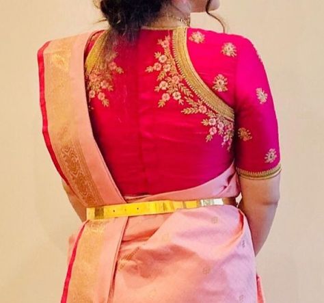 High Neck Maggam Work Blouse Designs, Kanti Designs, Gold Blouse Designs, Long Blouse Designs, Blouse Designs High Neck, Blouse Stitching, Aari Blouse, Saree Blouse Neck Designs, New Saree Blouse Designs