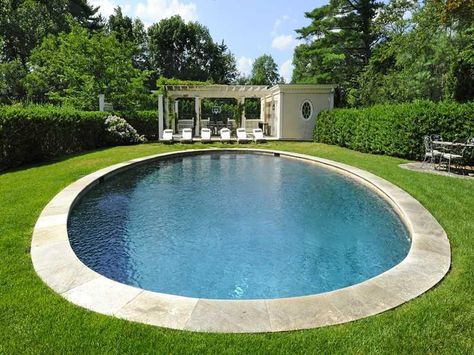 Palm Springs House Exterior, Oval Swimming Pool, Oval Pool, Intex Pool, Round Pool, Indoor Outdoor Pool, English Manor, Greenwich Ct, Pool Patio