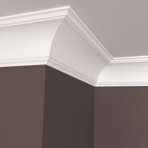 Craftsman Trim Window, Modern Crown Molding, Cove Crown Molding, Wall Trim Molding, Cove Moulding, Installing Wainscoting, Craftsman Trim, Molding Ceiling, Coved Ceiling