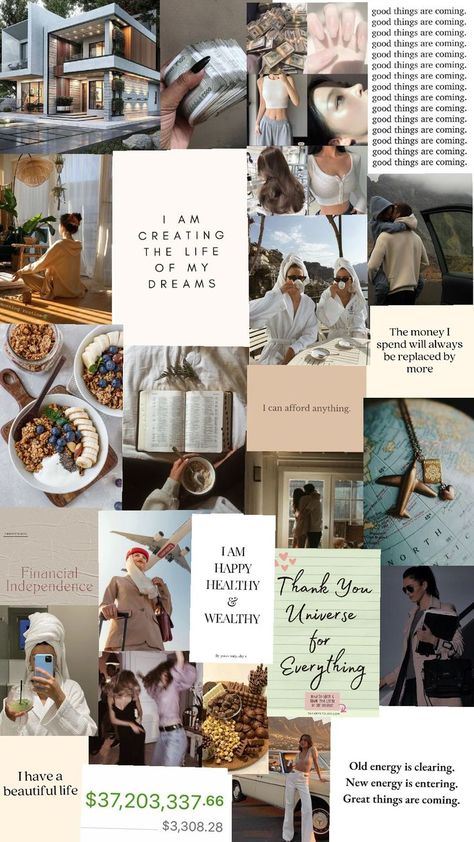 #healthy #wealthy #rich #manifestation Rich Manifestation, I Am Wealthy, Vision Board Themes, Healthy Wealthy, Financial Independence, Dream Life, Vision Board