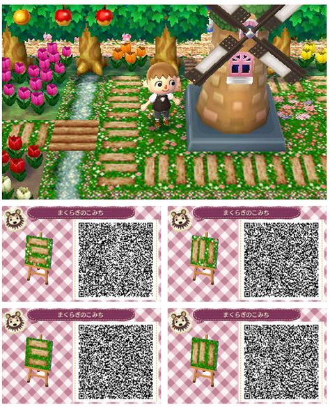 Qr code acnl paterne "fleurs" Acnl Qr Codes Paths, Acnl Paths, Acnl Qr Codes, Motif Acnl, Thomas Jones, Animals Tattoo, Animal Crossing 3ds, Ac New Leaf, Happy Home Designer